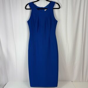 Vtg Maria Bonita Bodycon Dress Sleeveless Lined Blue Size Large Zipper Back